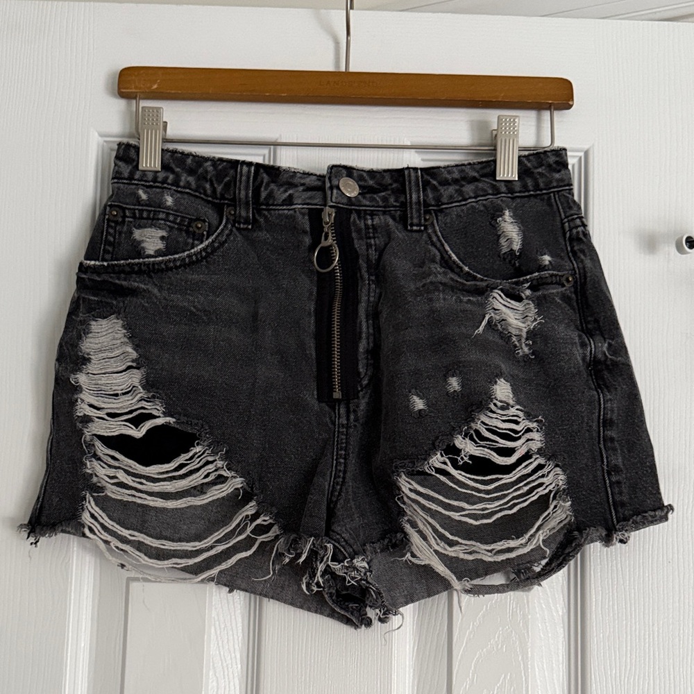 Signature Charcoal Distressed Jean Shorts